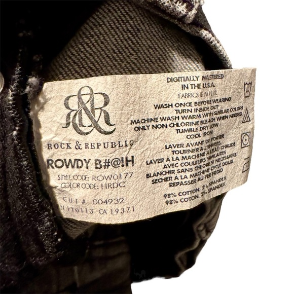 Rock & Republic Rowdy B#@!H Low Rise Skinny Gray Women's Jeans Size: 26 - Picture 9 of 9